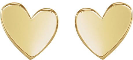 14K Yellow 6 mm Asymmetrical Heart Earrings