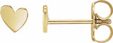 14K Yellow Gold 4 mm Asymmetrical Heart Earrings