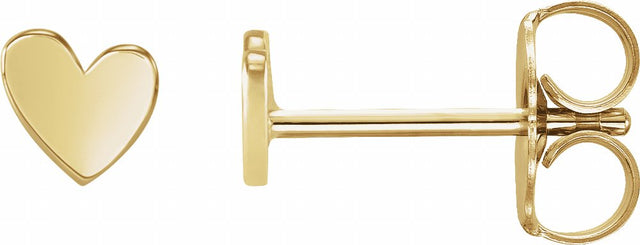 14K Yellow Gold 4 mm Asymmetrical Heart Earrings