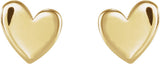 14K Yellow Gold 4 mm Asymmetrical Heart Earrings
