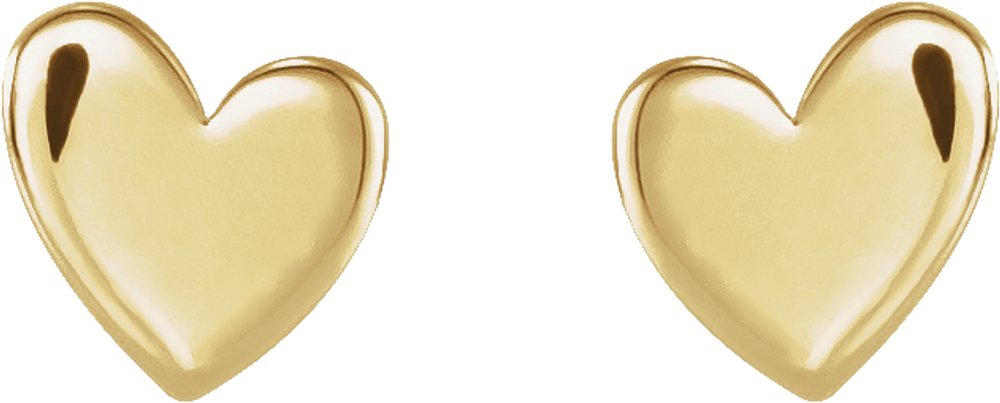 14K Yellow Gold 4 mm Asymmetrical Heart Earrings