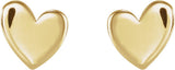 14K Yellow Gold 4 mm Asymmetrical Heart Earrings