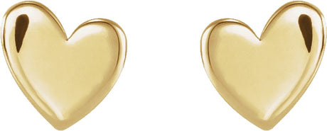 14K Yellow Gold 4 mm Asymmetrical Heart Earrings