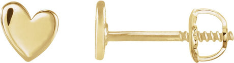 14K Yellow Gold 4 mm Asymmetrical Heart Earrings