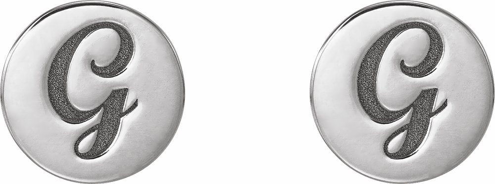 18K White 8 mm Engravable Disc Earrings