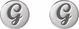14K White Gold 8 mm Engravable Disc Earrings