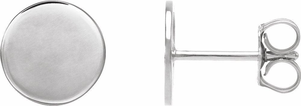 14K White Gold 8 mm Engravable Disc Earrings
