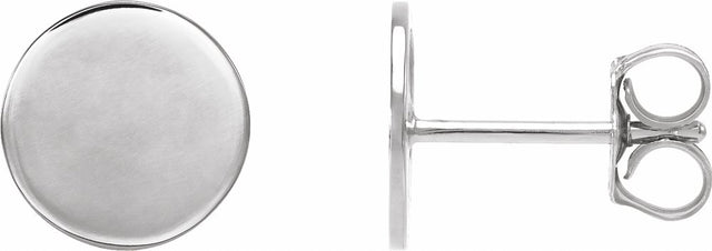 14K White Gold 8 mm Engravable Disc Earrings