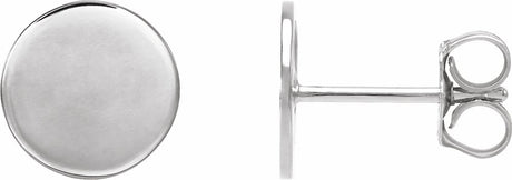 14K White Gold 8 mm Engravable Disc Earrings