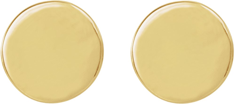 18K Yellow 6.3 mm Engravable Disc Earrings