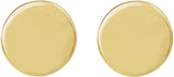 18K Yellow 6.3 mm Engravable Disc Earrings