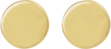 14K Yellow Gold 6.3 mm Engravable Disc Earrings