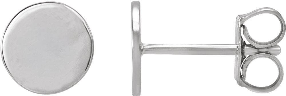 18K White Gold 6.3 mm Engravable Disc Earrings