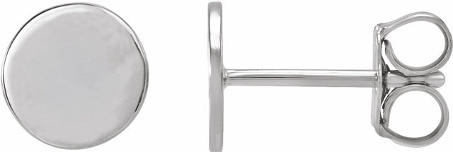 18K White Gold 6.3 mm Engravable Disc Earrings