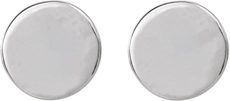 14K White Gold 6.3 mm Engravable Disc Earrings