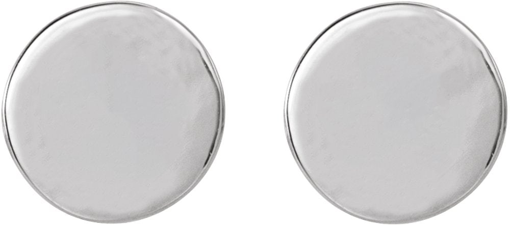 18K White Gold 6.3 mm Engravable Disc Earrings