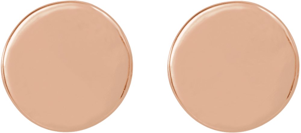 14K Rose 6.3 mm Engravable Disc Earrings