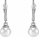 14K White Cultured White Freshwater Pearl Earrings