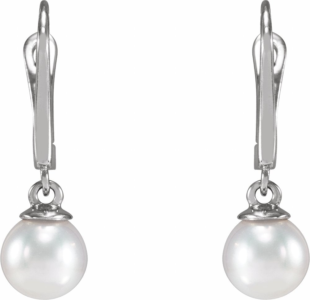 14K White Gold Cultured White Freshwater Pearl Earrings
