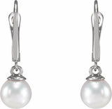 14K White Gold Cultured White Freshwater Pearl Earrings
