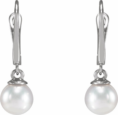 14K White Gold Cultured White Freshwater Pearl Earrings
