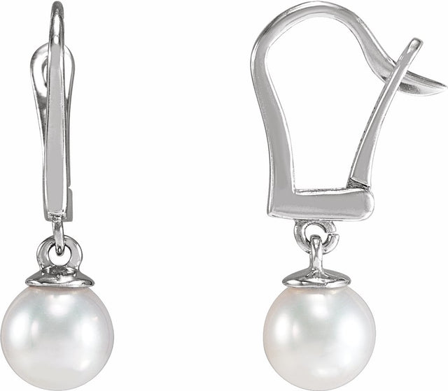 14K White Cultured White Freshwater Pearl Earrings
