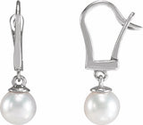 14K White Gold Cultured White Freshwater Pearl Earrings
