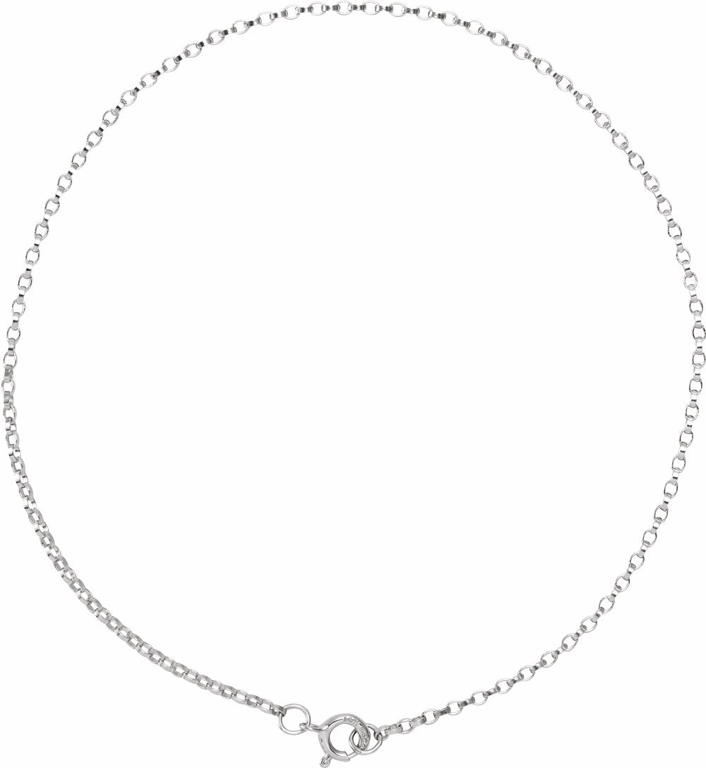 14K White Gold 1.1 mm Rolo 7" Chain