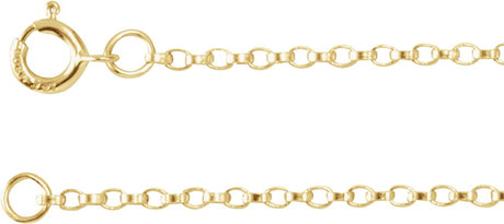 14K Yellow Gold 1.1 mm Rolo 7" Chain