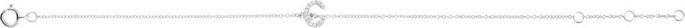 14K White Gold .04 CTW Natural Diamond Initial C 6-7" Bracelet