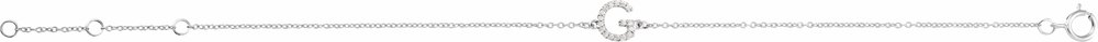 14K White Gold .05 CTW Natural Diamond Initial G 6-7" Bracelet