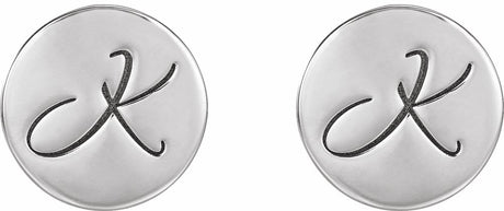 14K White Gold 10 mm Engravable Disc Earrings