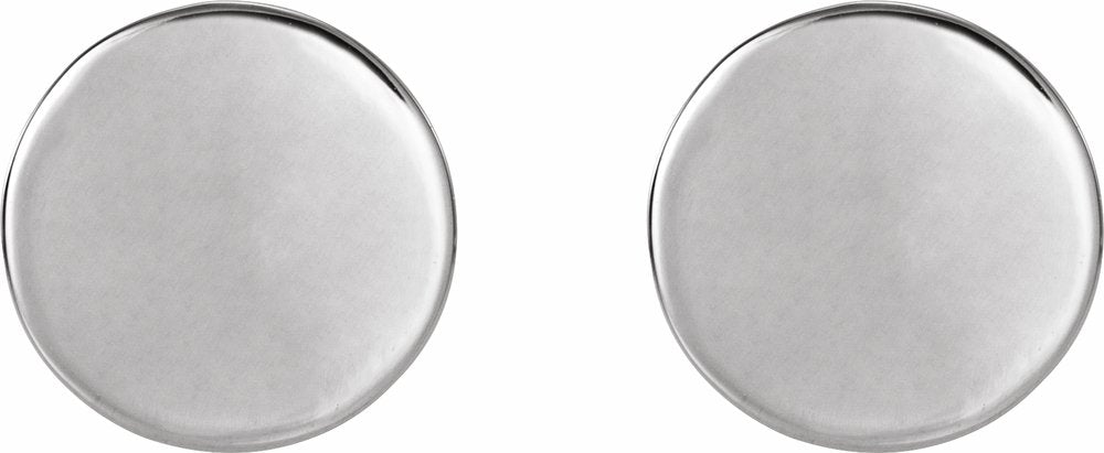 14K White 10 mm Engravable Disc Earrings