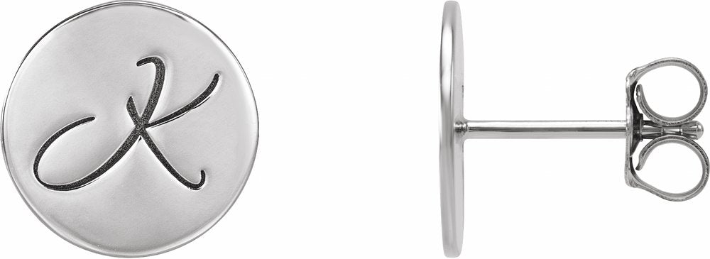 14K White Gold 10 mm Engravable Disc Earrings