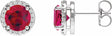 14K White Gold Lab-Grown Ruby & 1/10 CTW Natural Diamond Halo-Style Earrings