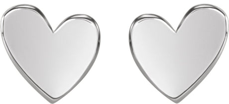 14K White Gold 6 mm Asymmetrical Heart Earrings