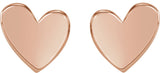 14K Rose 4 mm Asymmetrical Heart Earrings