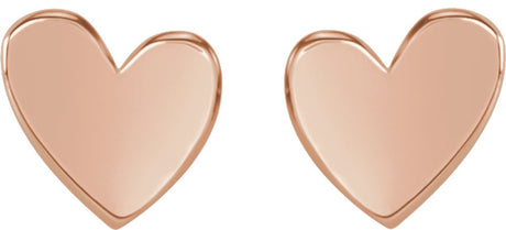 14K Rose 4 mm Asymmetrical Heart Earrings