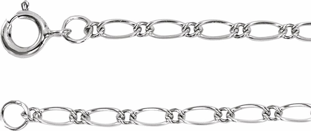 14K White Gold 1.5 mm Figaro 20" Chain