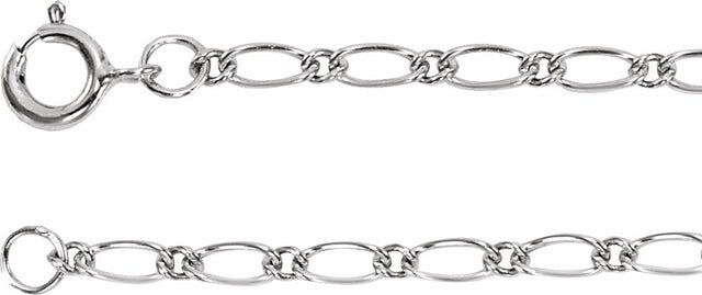 14K White Gold 1.5 mm Figaro 24" Chain