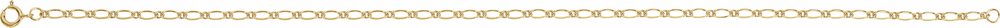 14K Yellow Gold 1.5 mm Figaro 7" Chain