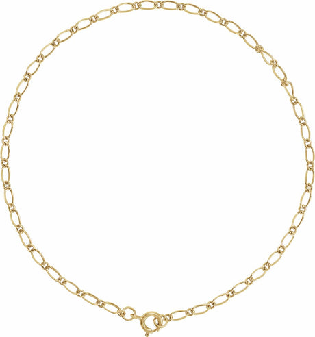 14K Yellow Gold 1.5 mm Figaro 7" Chain