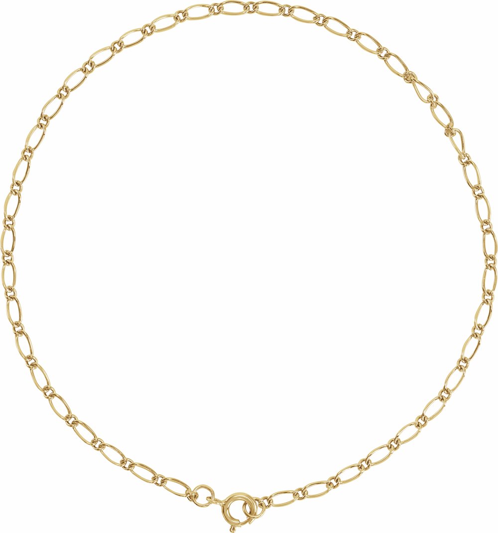 14K Yellow 1.5 mm Figaro 7" Chain