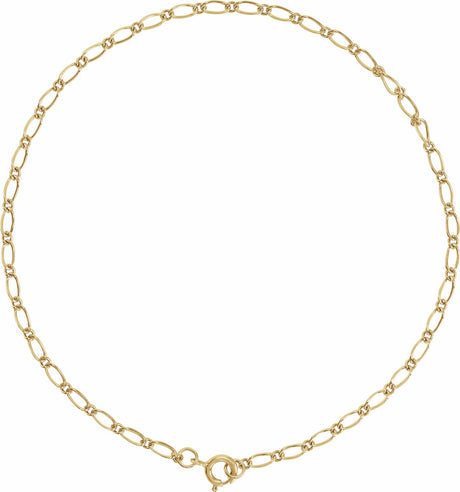 14K Yellow 1.5 mm Figaro 7" Chain