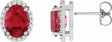 14K White Gold 5x3 mm Lab-Grown Ruby & .04 CTW Natural Diamond Halo-Style Earrings
