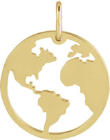 14K Yellow 19.2x15 mm Earth Cutout Pendant