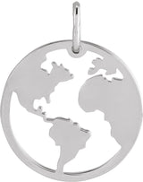 Sterling Silver 19.2x15 mm Earth Cutout Pendant