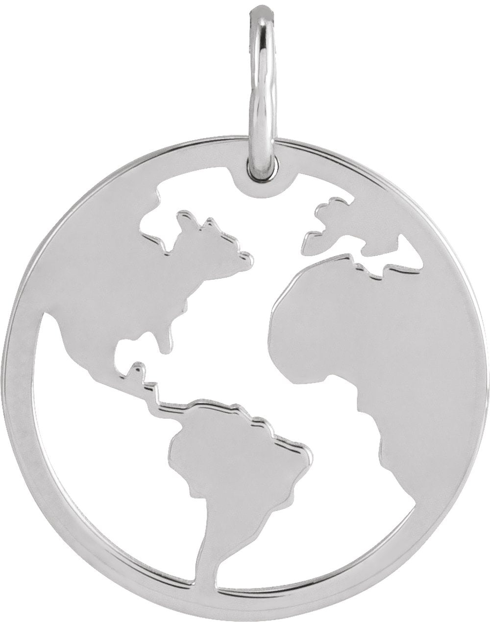 14K White 19.2x15 mm Earth Cutout Pendant