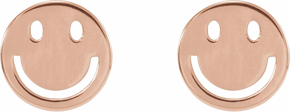 14K Rose 6 mm Smiley Face Friction Earrings