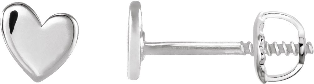 Platinum 4 mm Asymmetrical Heart Earrings